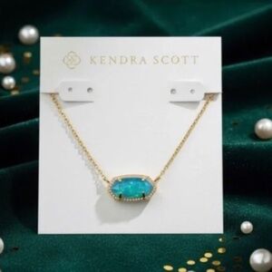 Kendra Scott Elisa Aqua Kyocera Opal Gold Necklace NEW!